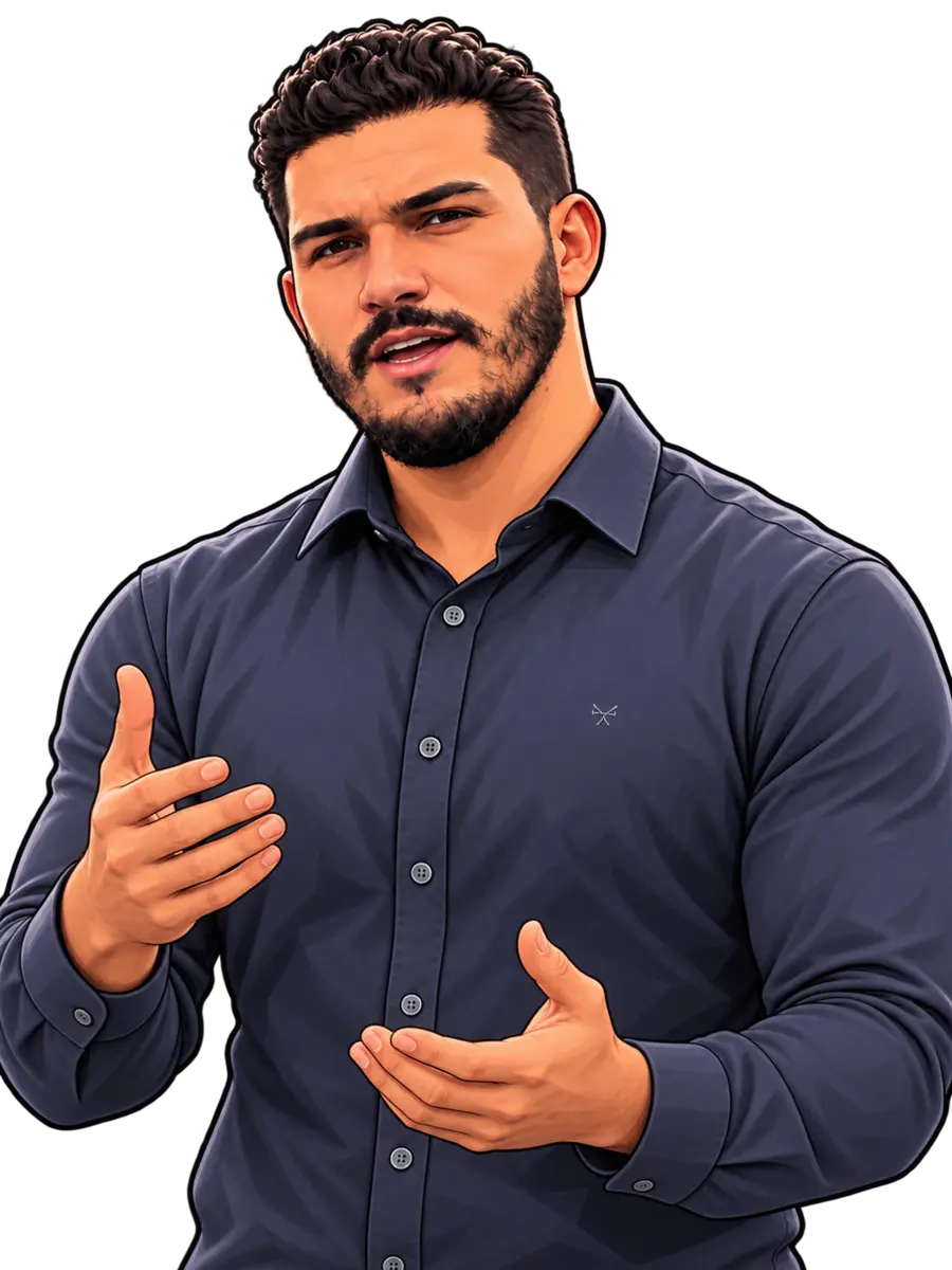 Personagem ilustrado do Repórter Silva falando